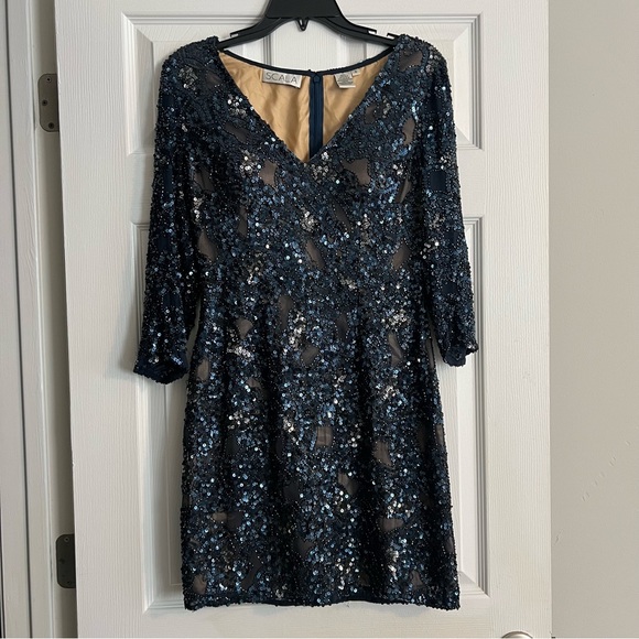 Scala Dresses & Skirts - Scala blue sequin cocktail dress, Size 8